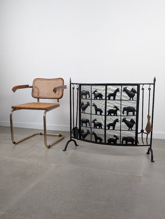 Image 1 of Parascintille in ferro battuto realizzato da Atelier Marolles, Francia, anni '50.