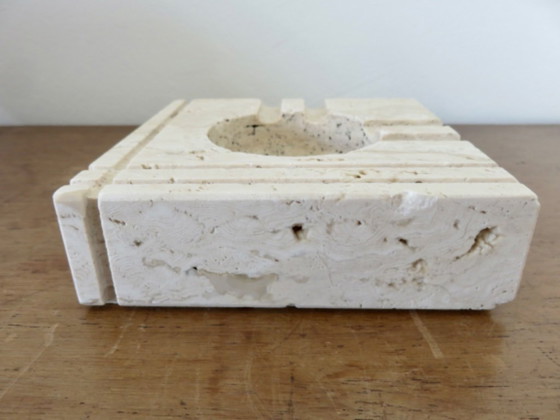 Image 1 of “Fratelli Manneli” travertine ashtray, design by Enzo Mari, Italy, 70s