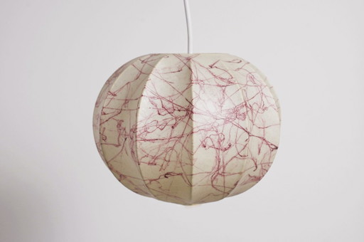 Vintage italienischer Cocoon Lampenschirm, klein, rosa geädertes Kunstharz, Hängelampe, 1970er Jahre, Mid-Century Modern