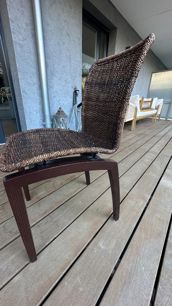 6 Sedie in Legno e Rattan Marrone Modello Libra Ligne Roset – Sedie da pranzo, Wicker (photo 5 of 8)