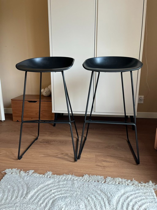 2x Hay Tabourets de bar 75cm Piètement Noir AAS38 Black