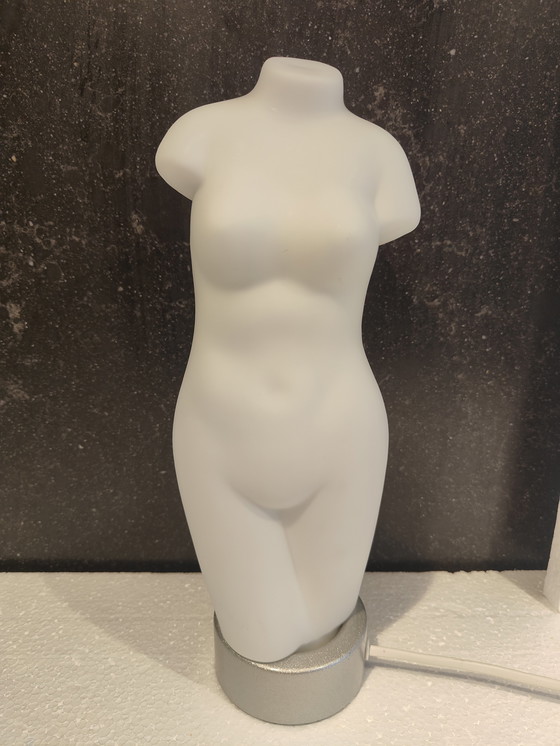 Image 1 of James & Poki Co gematteerd glazen torso tafellamp, 1990