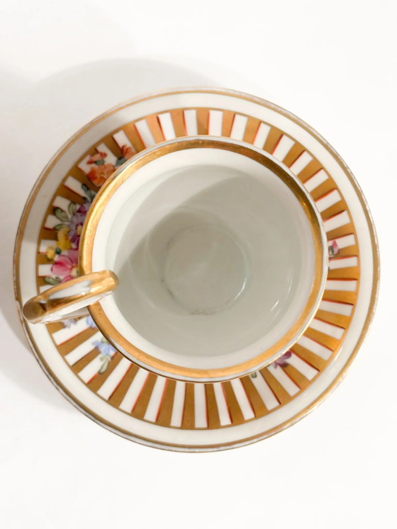 Pair of Hand-painted Dresden Porcelain Demitasse Cups, 1950s, Crockery, Rococo (photo 14 of 14)
