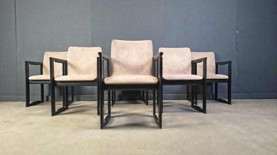 Image 1 of Set van 6 vintage eetkamerstoelen toegeschreven aan Tobia Scarpa, jaren 70.