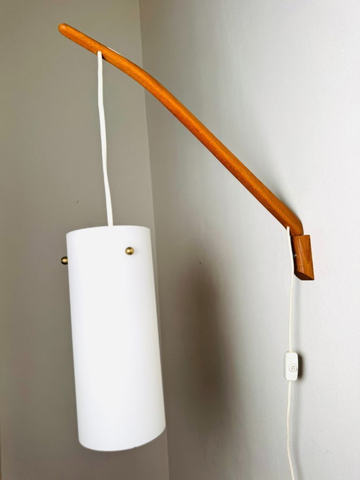 Swing arm wall lamp by Uno & Östen Kristiansson for Luxus, Sweden, 1960s