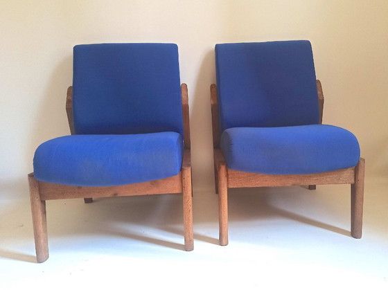 Image 1 of Pair of 1950s solid teak armchairs