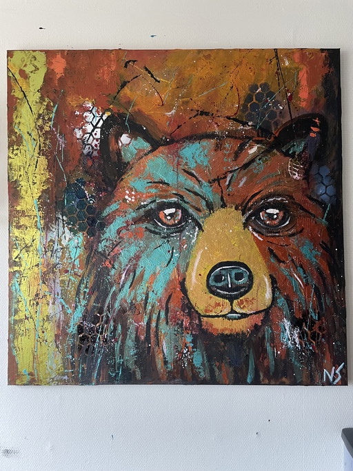 Abstract painting bear 1 by 1 m