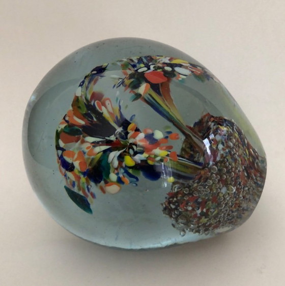 Vintage Artistic Blown Glass Paperweight Palm Confetti, Decorative Objects, Multi Color (photo 3 of 5)