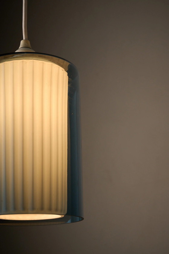 Double Glass Pendant in Blue and Opaline, Europe, 1960s/1970s, Ceiling lights, Vintage (photo 9 of 9)