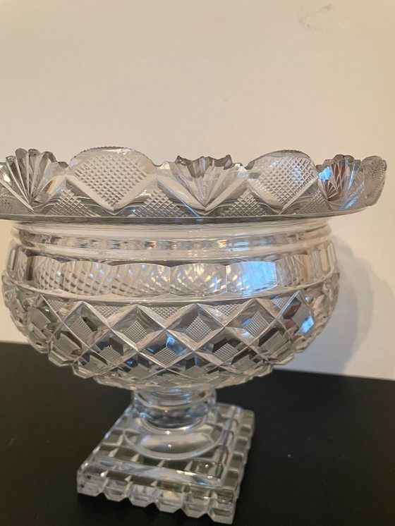 Image 1 of Coupe à fruits antique en cristal sur pied * Vonêche * XIXe siècle.