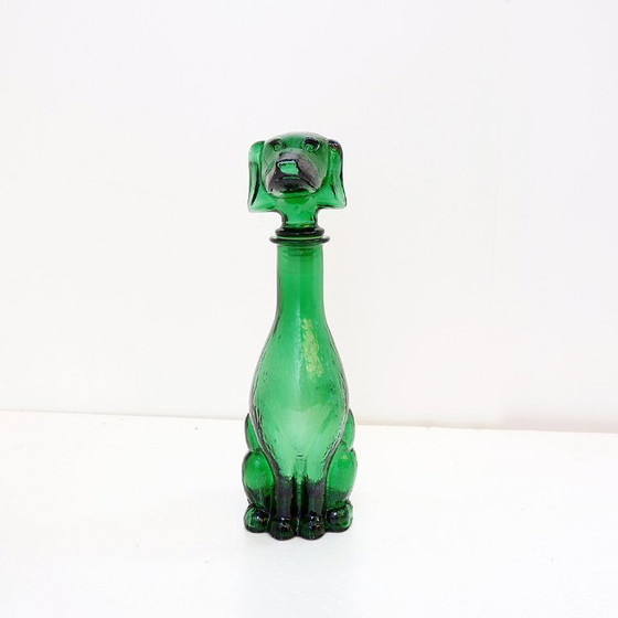 Image 1 of Jarra de cristal verde Empoli con forma de perro salchicha – Italia, década de 1960
