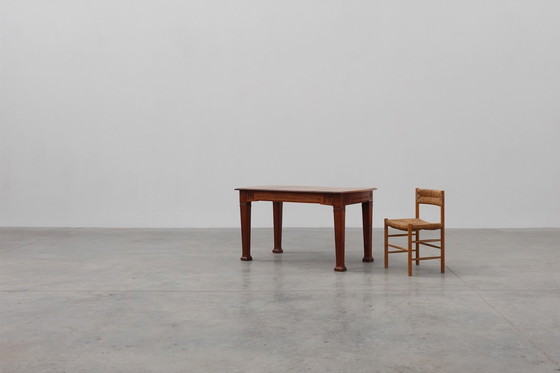 Image 1 of Mesa de comedor Art Déco de roble con friso tallado, Francia años 20