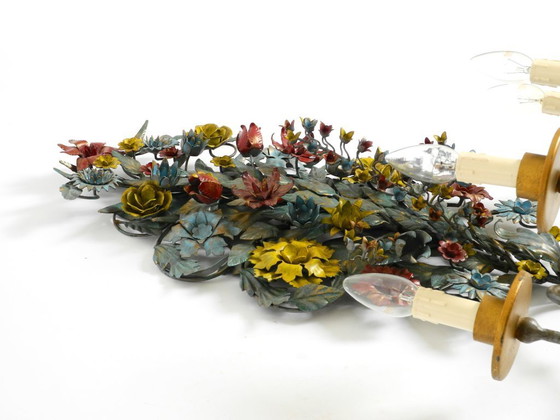 Image 1 of Immense et magnifique applique murale en métal doré et peint à la main, datant des années 1960, signée Hans Möller.