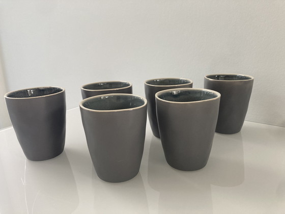 Image 1 of Set Of Six Blue Gray Espresso Cups