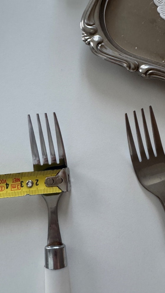 Image 1 of Set di 4 forchette con manico bianco vintage