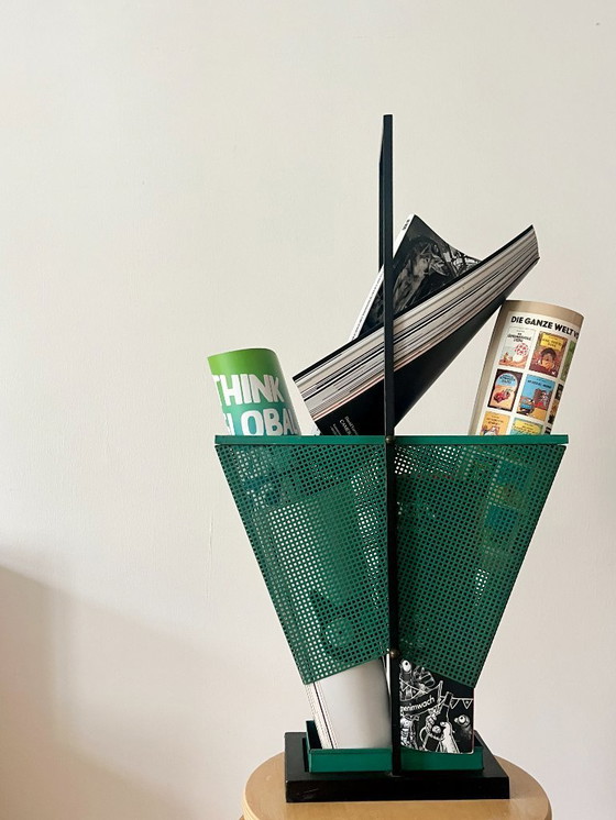 Image 1 of Portaombrelli vintage in metallo verde e nero, stile rockabilly, anni '50