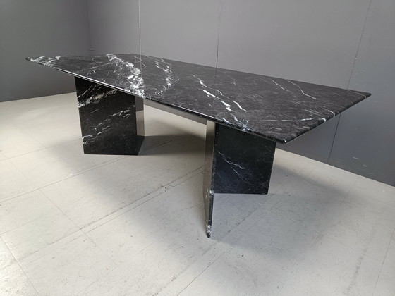 Image 1 of Vintage Black Marble Dining Table, 1970S 