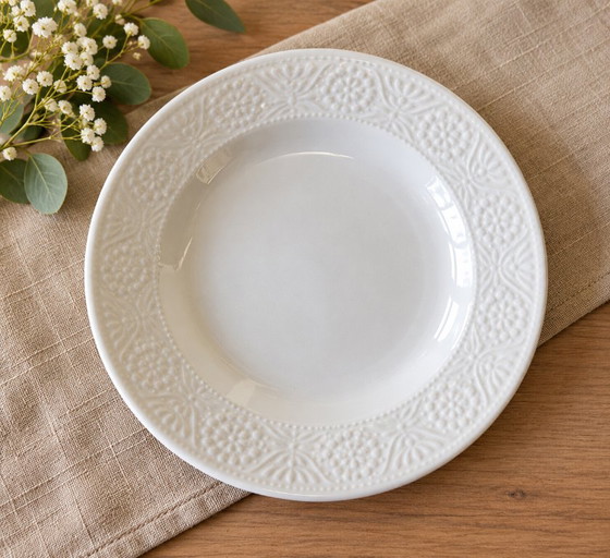 Boch Frères La Louvière piatti, bianchi con bordo decorativo, Stoviglie, Porcellana, Bianco, Klassiek (foto 2 di 5)