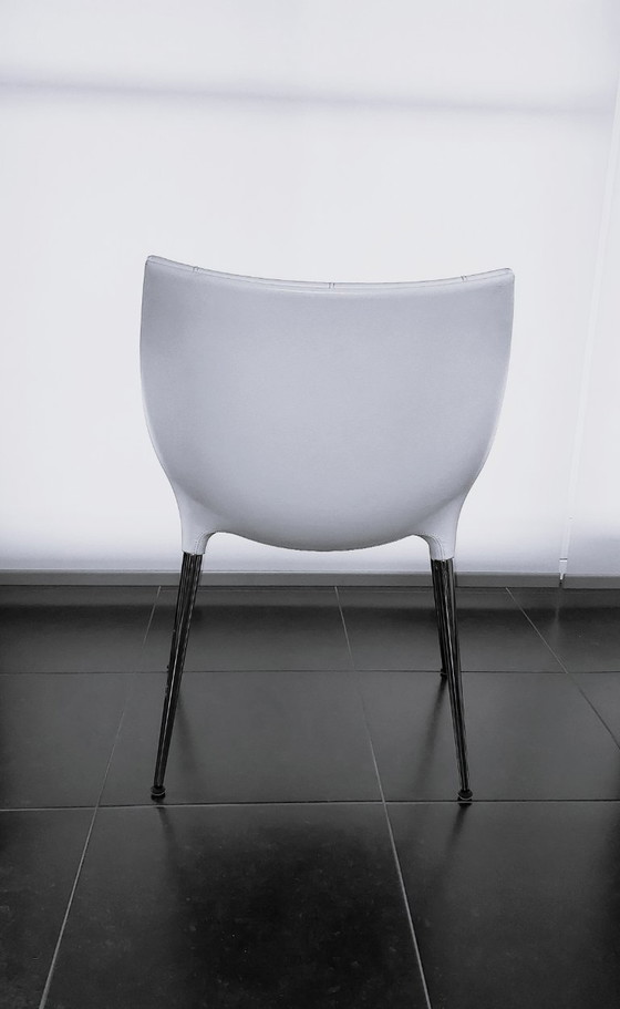 Set of 4 Dining chairs, white with chrome legs, Cassina, Metal, Leather, Modern (photo 7 of 7)