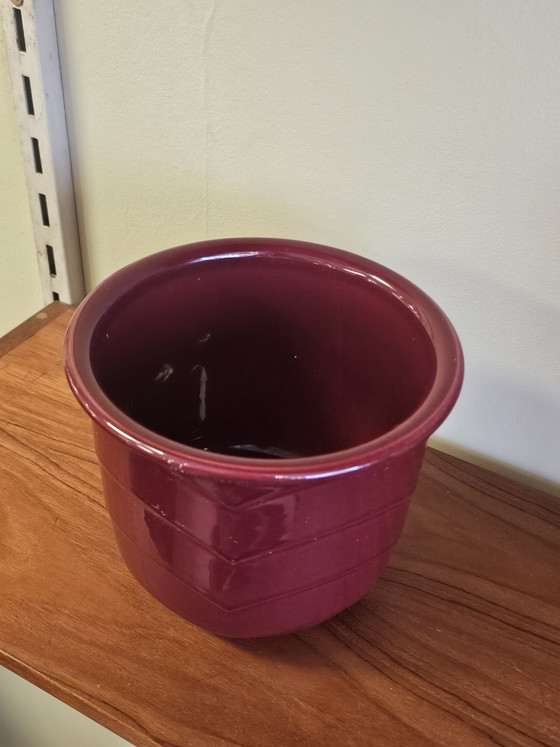 Image 1 of Vintage West Germany Flowerpot - Deep Red Earthenware