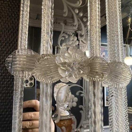 Espejo de principios del siglo XX con paneles de cristal de Murano grabados de Barovier & Toso – Wood, Glass (photo 10 of 12)