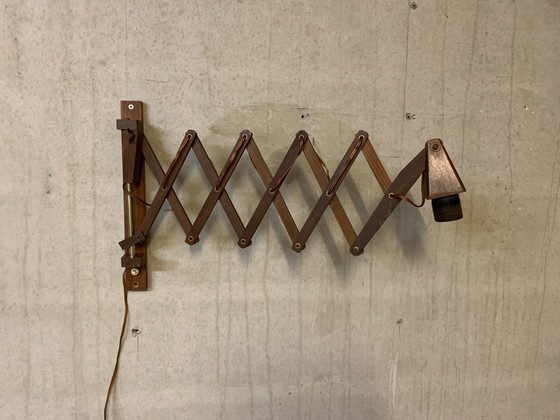 Image 1 of Schaarlamp/ harmonica lamp met varkensleren kap