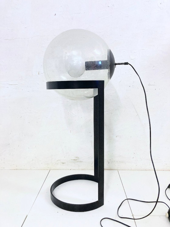 Image 1 of Space Age floor lamp, globe lamp, glass and metal, 70s design