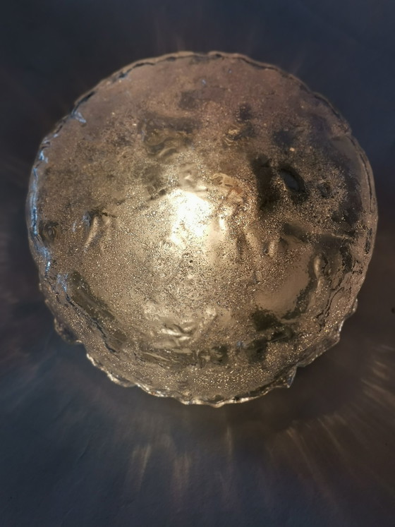 Image 1 of Lampada da parete in stile Space Age anni '70, in vetro ghiaccio, vetreria del Limburgo