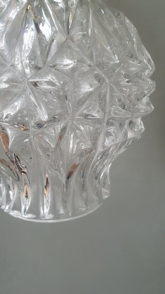 Image 1 of Set van 2 Vintage getextureerde bollampen - hanglampen - midcentury design. 