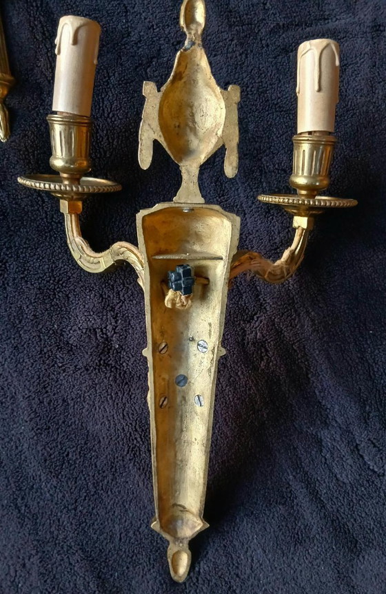 Image 1 of Bronze wall lights in the Louis XVI, Empire, and Neoclassical styles