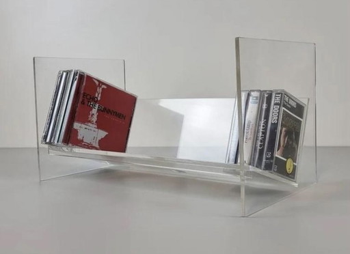 Space Age Design - Vintage EICKEL acryl Opbergrek  cd's, lp's, cassettes - boeken Duitsland, ‘80s