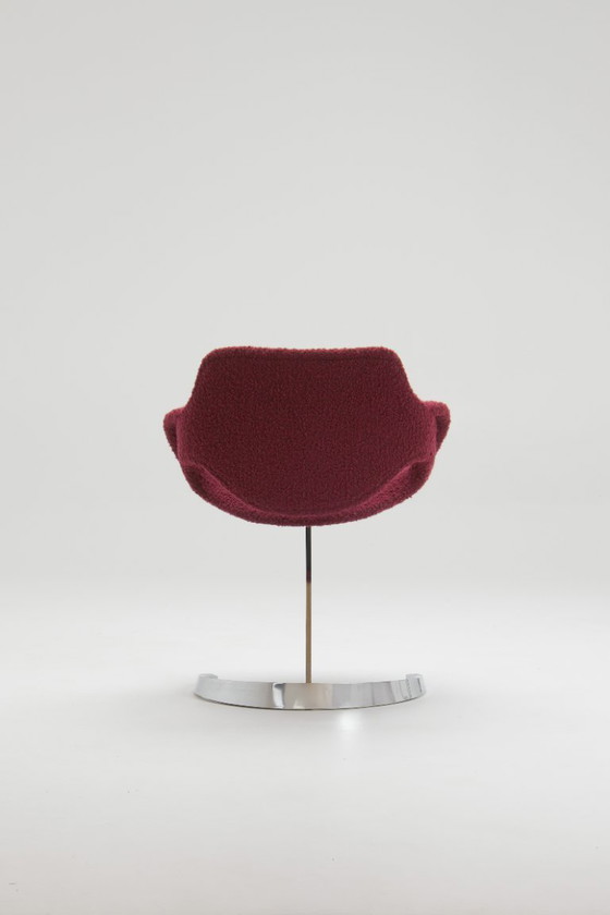 Image 1 of  Sculptural "Scimitar" Dining Set in Burgundy Bouclé - Boris Tabacoff