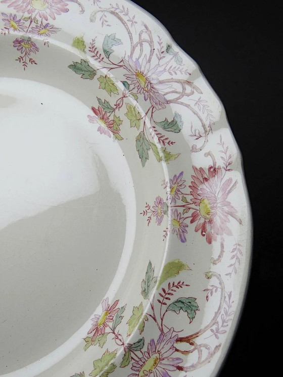 Antike Longchamp Servierschale mit polychromen Gänseblümchen, Eisenstein, 19. Jahrhundert. – Geschirr (photo 8 of 16)