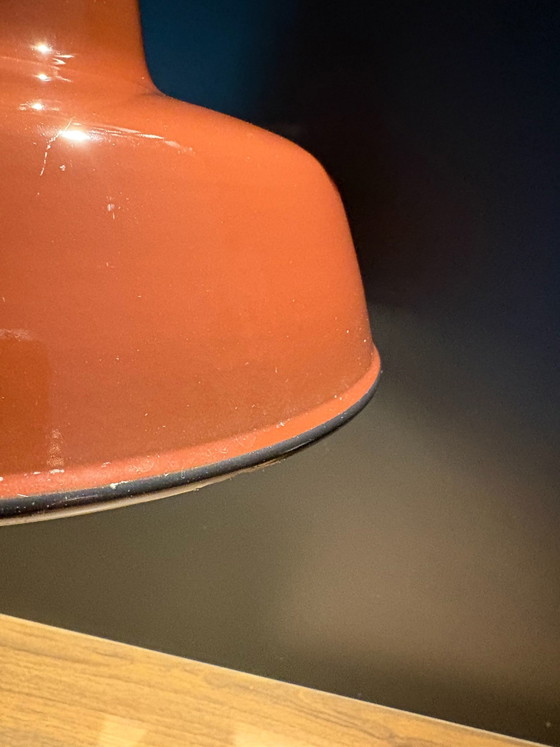 2x vintage enamel lamps orange/red & brown – Pendant lamps, Metal (photo 7 of 11)