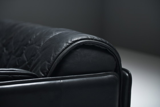 Image 1 of Superbe canapé-lit vintage DS-69 en cuir noir par l'équipe De Sede pour De Sede