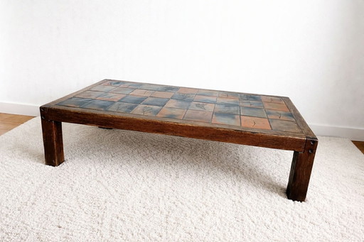 Terracotta herbarium coffee table in the Garnier style, circa 1960