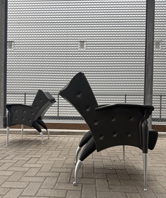 Image 1 of 2x poltrone lounge Bořek Šípek Maletak per Maletti, anni '90