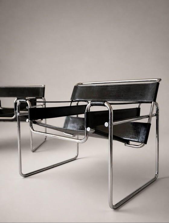 Image 1 of 2 Vintage Wassily Chairs by Marcel Breuer for Fasem, Italy, ca80s