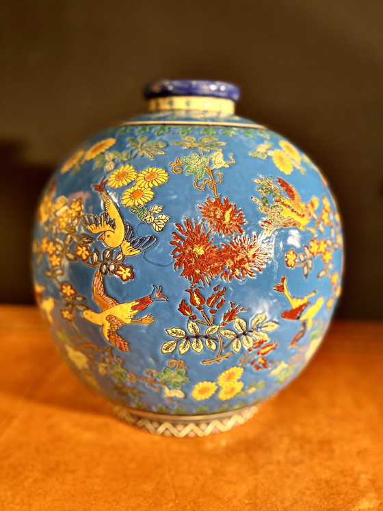 Image 1 of Grand Vase Boule Emaux De La Louvière