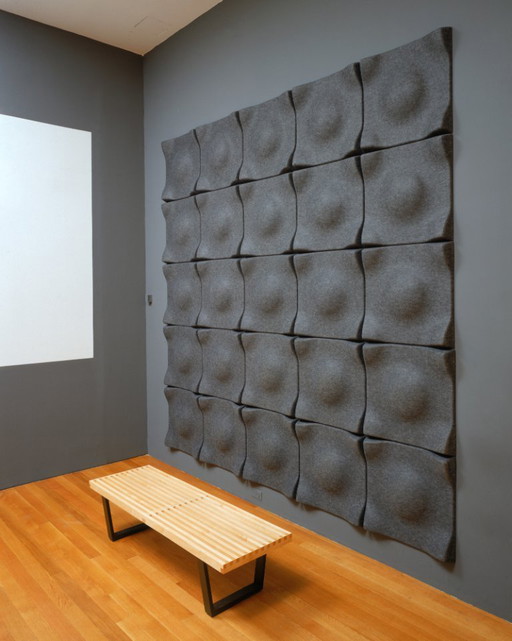 Offecct soundwave swell akoestische 3D design panelen grijs vilt, modulair