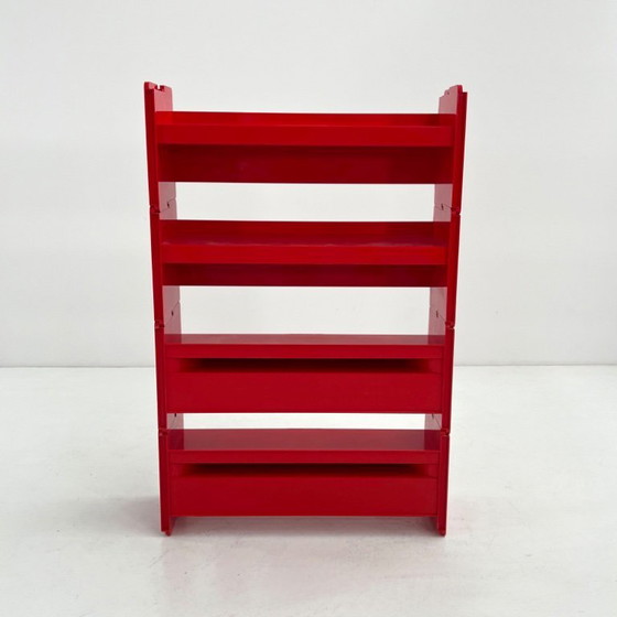 Image 1 of Rode modulaire Jeep-boekenkast van De Pas, D'Urbino en Lomazzi voor BBB, jaren 70.