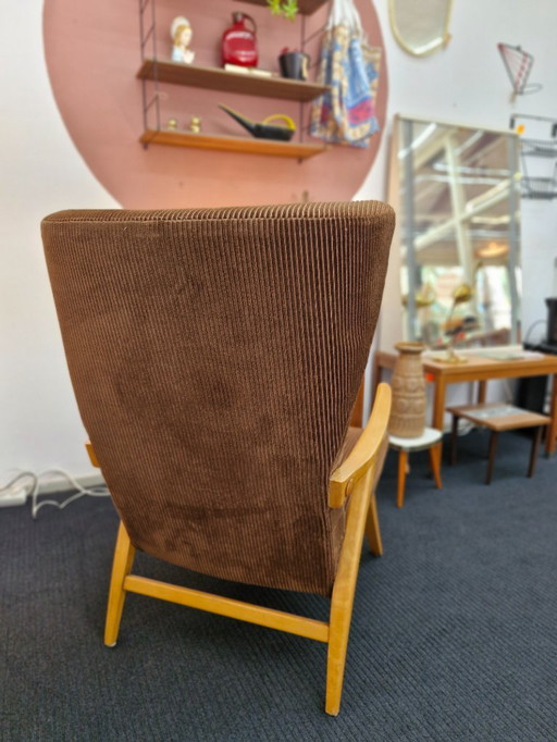 Vintage armchair brown ribcord 70s