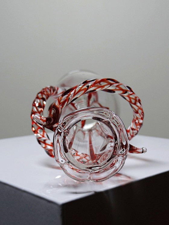 Image 1 of Vaso solifloreale veneziano in vetro soffiato di Murano, anni '50-'60, Filigrana/Zanfirico
