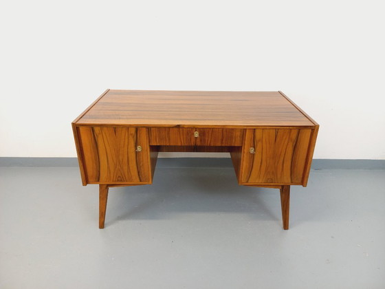 Image 1 of Double-sided executive desk in vintage Scandinavian style rosewood from the 1960s