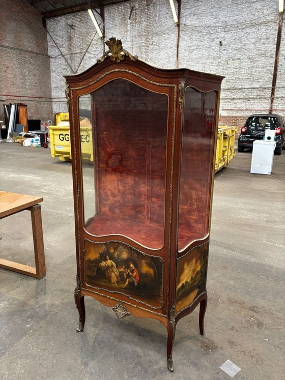 Image 1 of French display cabinet with curved glass