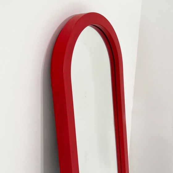 Image 1 of Miroir à cadre rouge d'Anna Castelli Ferrieri pour Kartell, années 1980