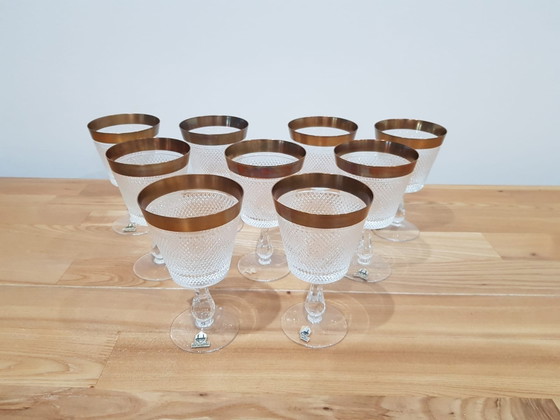 Verres en cristal de Rheinkristall, Allemagne, années 1950-1960, lot de 9 – Verres et carafes, Crystal, Gold (photo 6 of 12)