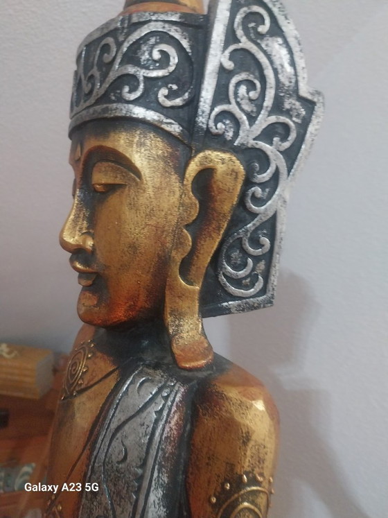 Tempelwächter Buddha, 1'60 cm. – Bildhauerei, Holz (photo 4 of 9)