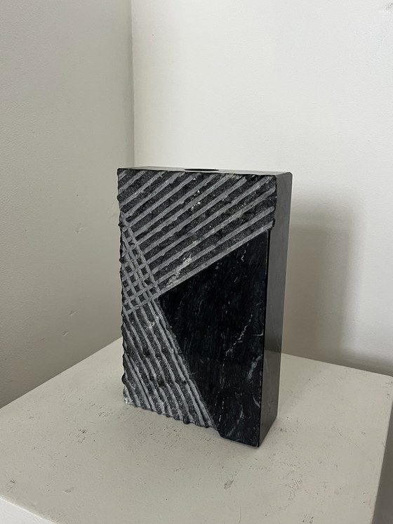 Image 1 of Brutalist VASE mid 20s Century high-rectangular granite/marble vase