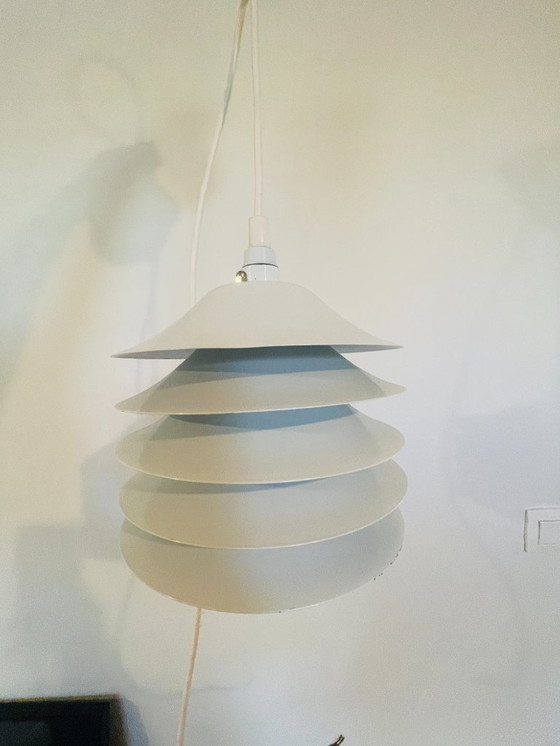 Image 1 of Vintage Danish design lamp - White layered metal - Quality piece